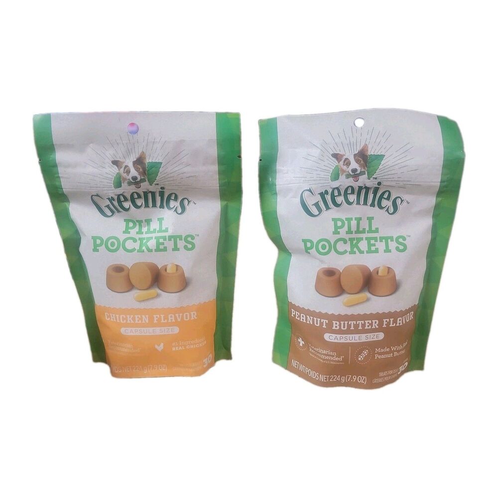 Greenies Pill Pockets Dog Treats 2 Pack – Chicken & Peanut Butter – 30ct Each